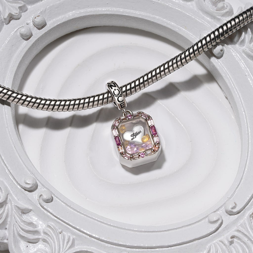 Gnoce Engravable Glass Colored Charm Platinum-plated Silver Blend_4