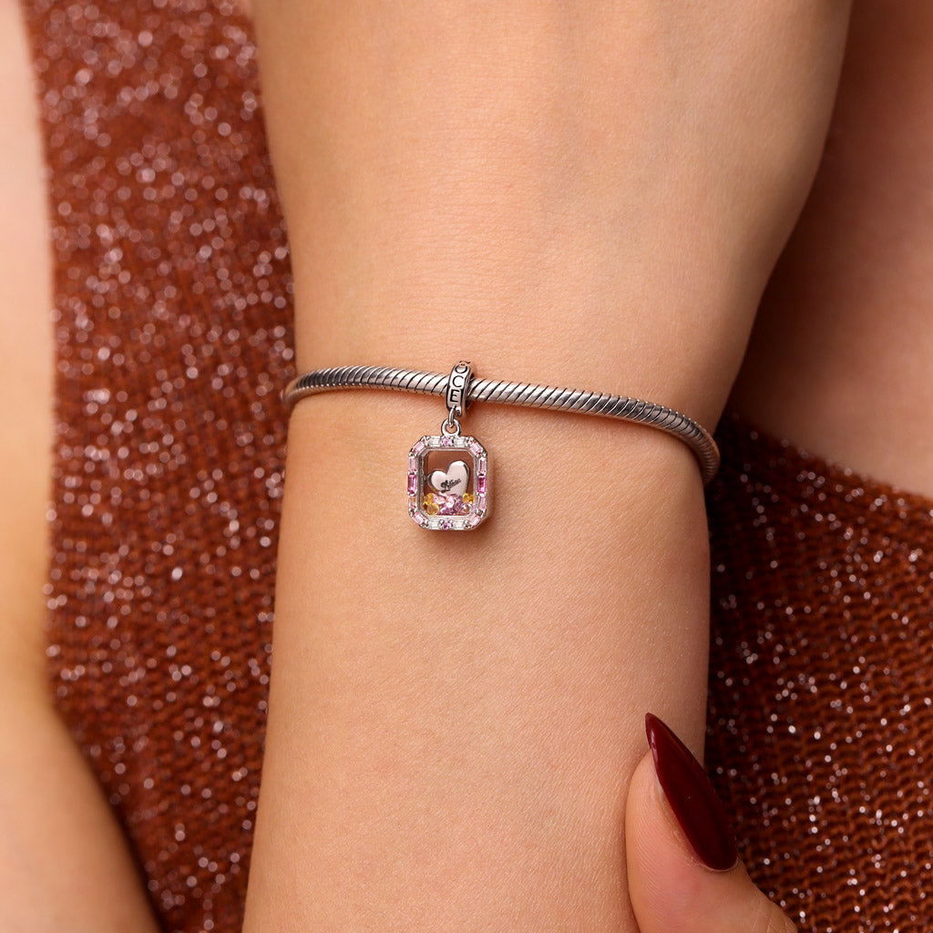 Gnoce Engravable Glass Colored Charm Platinum-plated Silver Blend_5