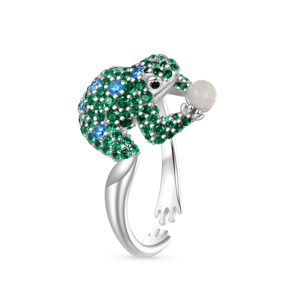 Gnoce Creative Frog Adjustable Open Ring Platinum-plated Silver Blend_3