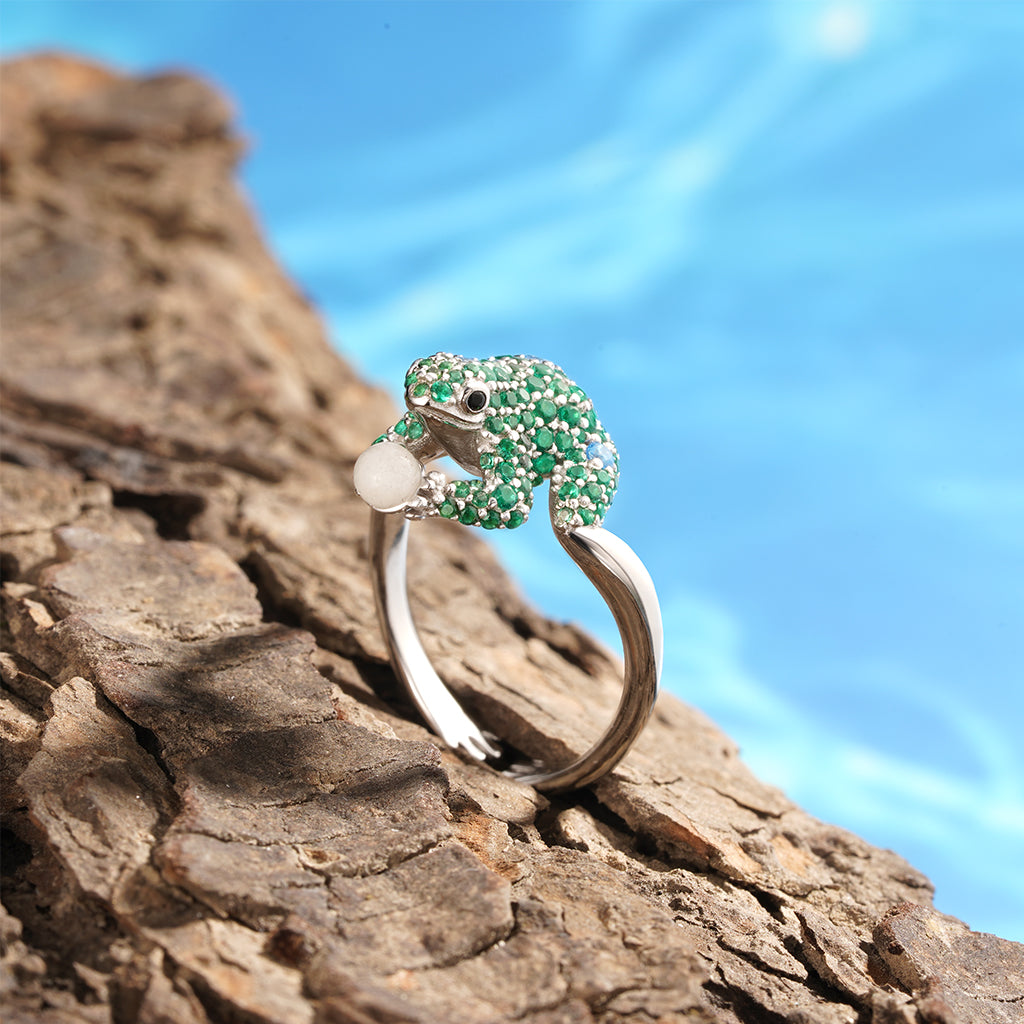Gnoce Creative Frog Adjustable Open Ring Platinum-plated Silver Blend_4