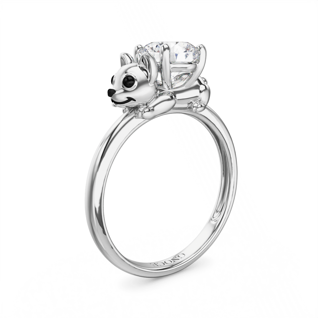 Gnoce Puppy Embraces Moissanite Ring Platinum-plated Silver Blend_1