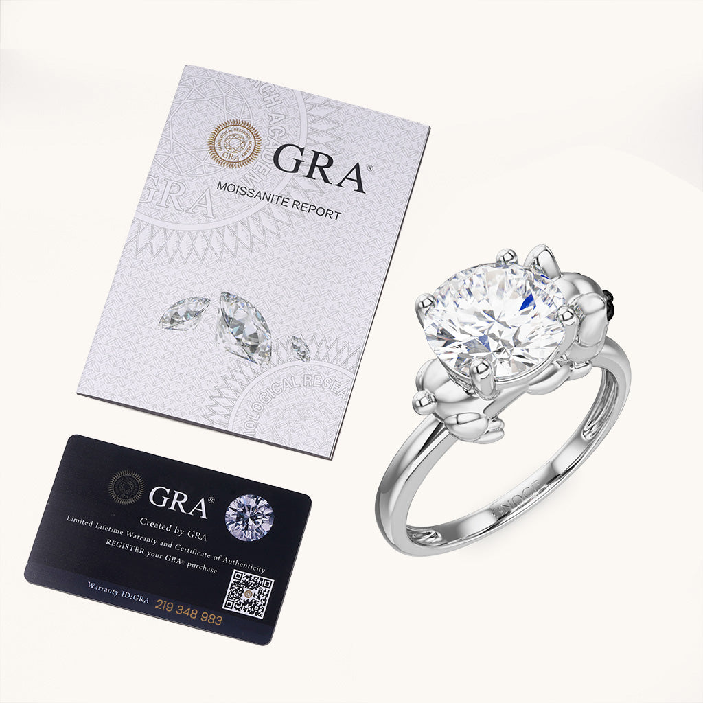 Gnoce Puppy Embraces Moissanite Ring Platinum-plated Silver Blend_6