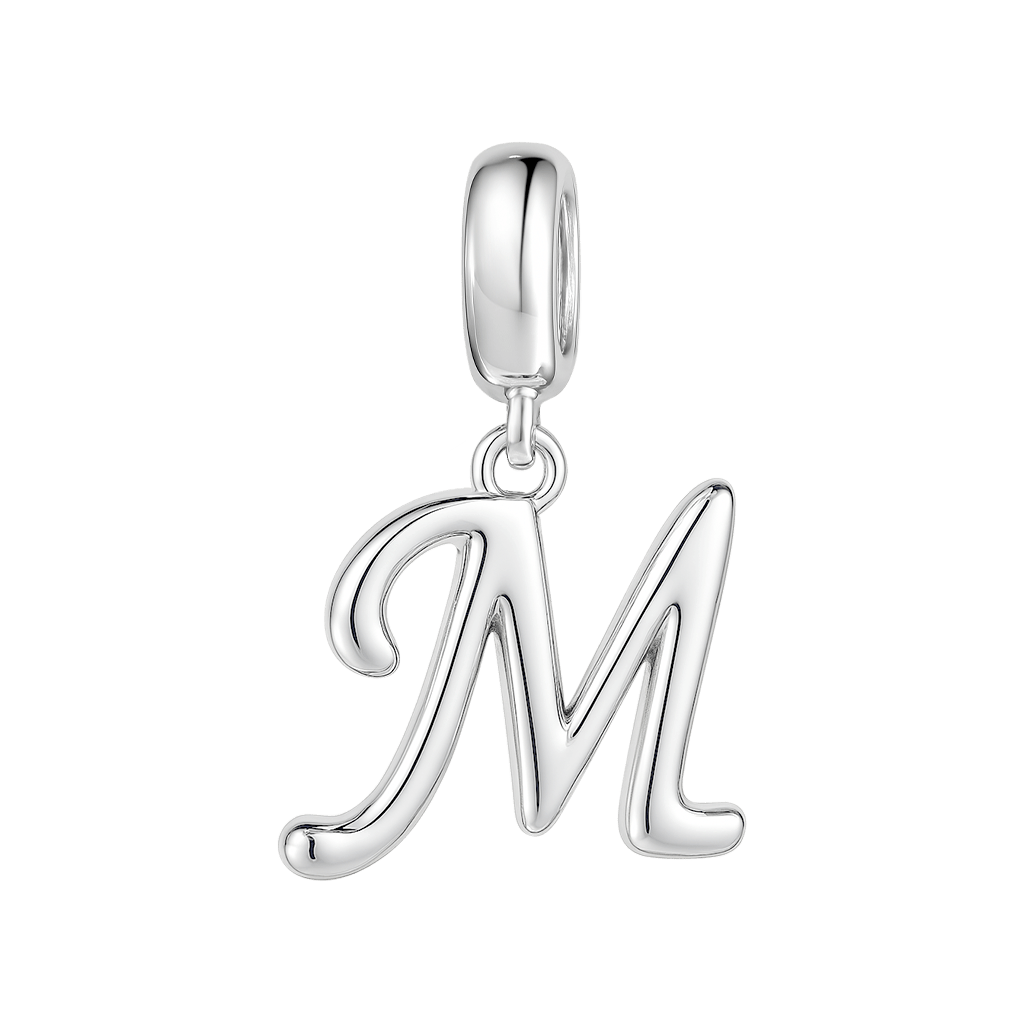 Gnoce "Make You Feel My Love "  Letter M 925 Sterling Silver Dangling Charm Great for Bracelet, Choker, Necklace_1