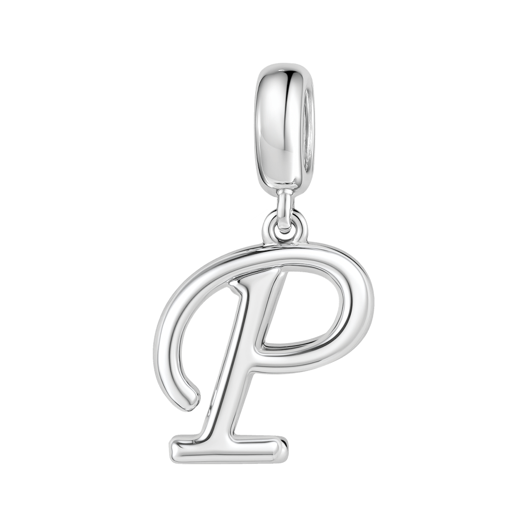 Gnoce "Power of Love"  Letter P 925 Sterling Silver Dangling Charm Great for Bracelet, Choker, Necklace_1