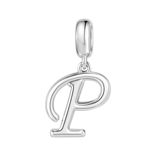 Gnoce "Power of Love"  Letter P 925 Sterling Silver Dangling Charm Great for Bracelet, Choker, Necklace_1