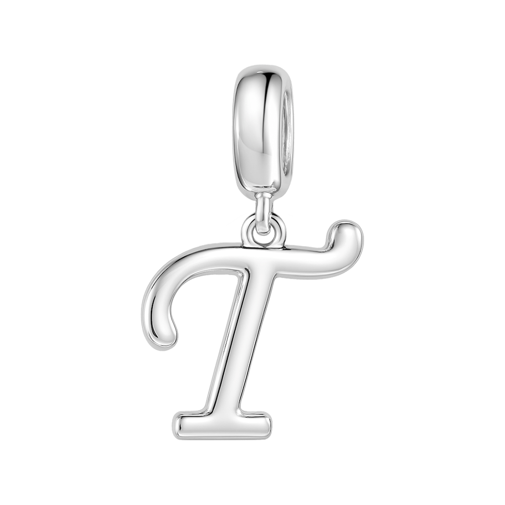 Gnoce "Trust You" Letter T 925 Sterling Silver Dangling Charm Great for Bracelet, Choker, Necklace_1