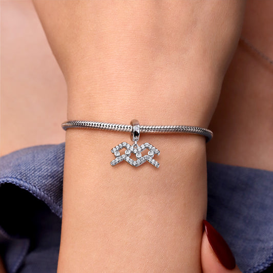 Gnoce "My Love, My Life" 925 Sterling Silver Aquarius Charm Zodiac Sign Pendant With Cz For Bracelet_3