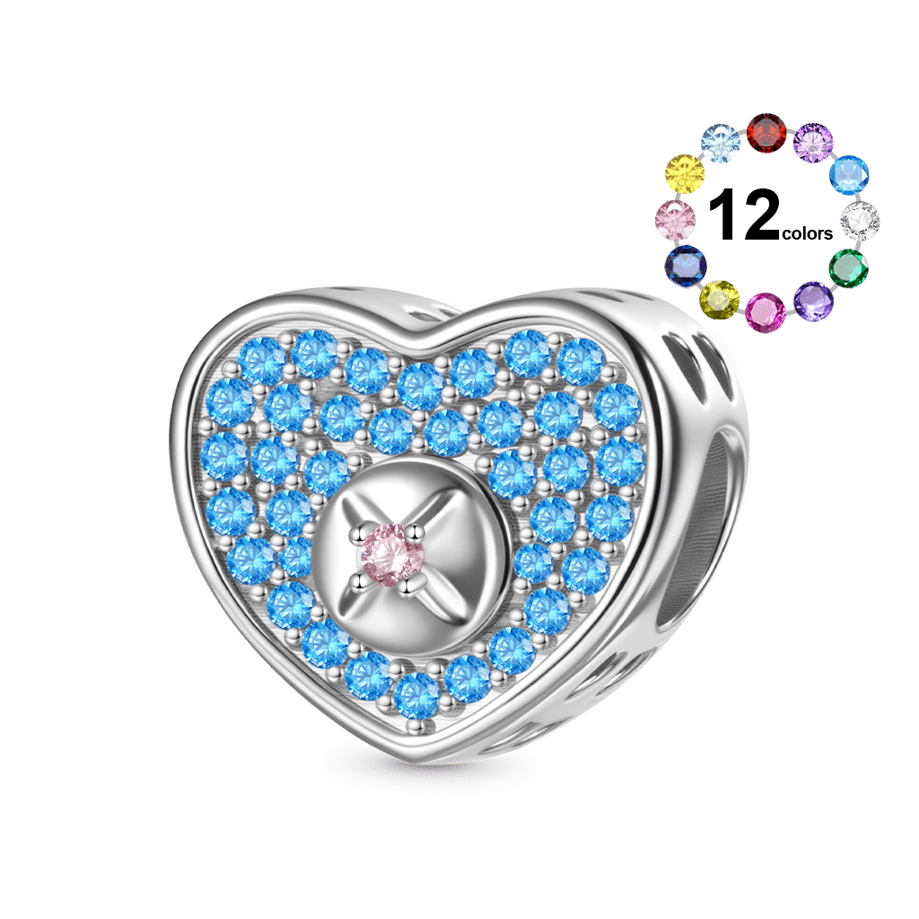 Gnoce Engravable Screw Heart-Shaped Birthstone Charm_1