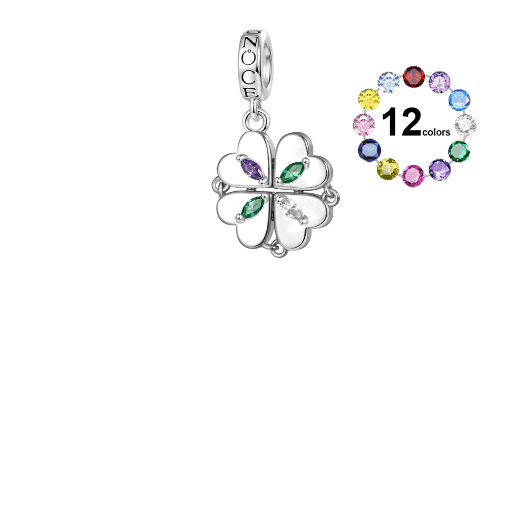 Gnoce Engravable Magnetic Four-leaf Clover Birthstone Pendant Dangle Charm_1