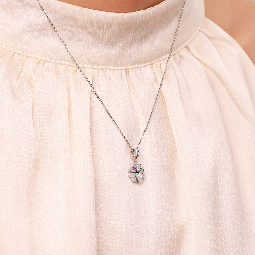 Gnoce Engravable Magnetic Four-leaf Clover Birthstone Pendant Dangle Charm_9