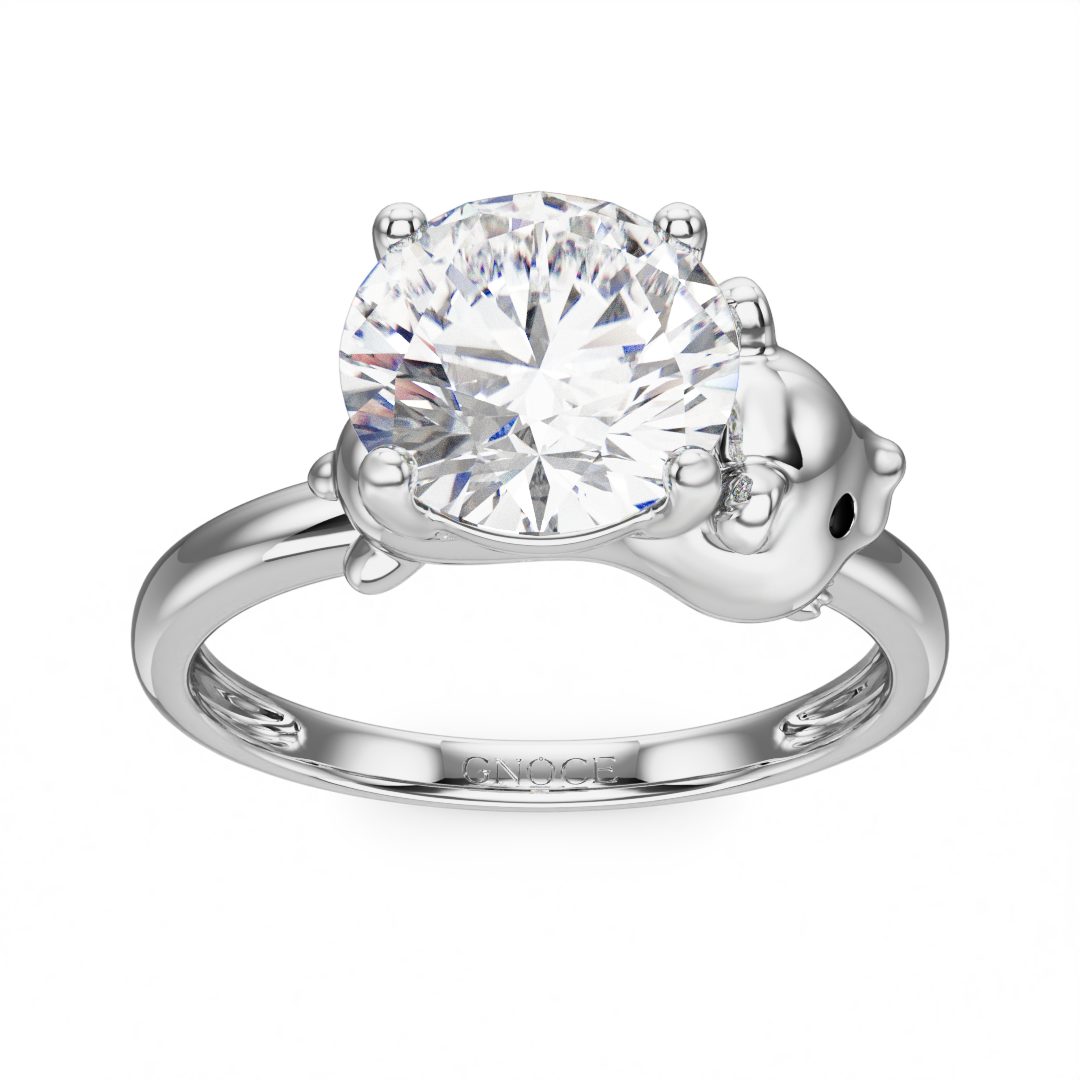 Gnoce Hamster Embraces Moissanite Round Cut Ring_2