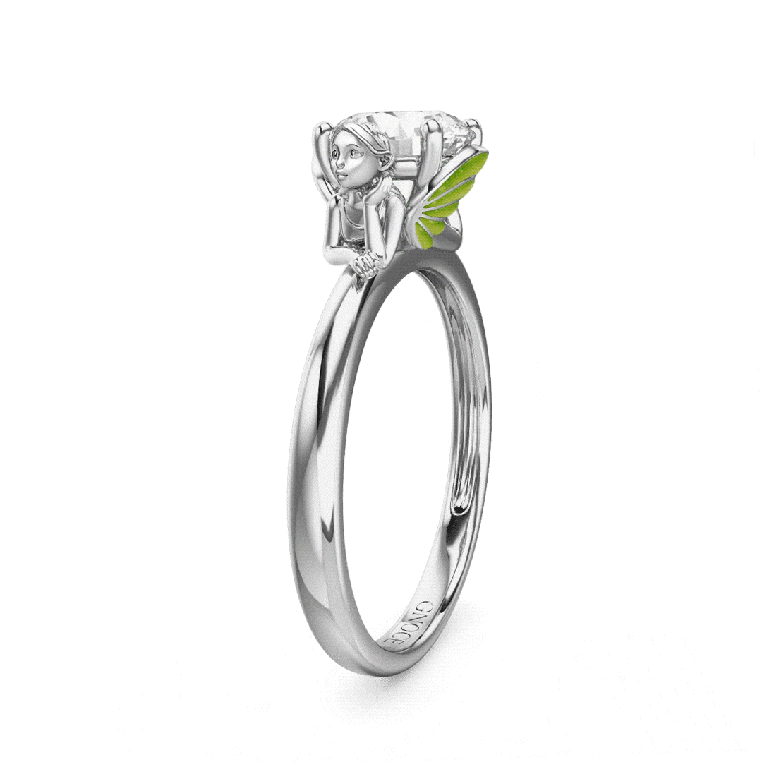 Gnoce Forest Elves Embraces Moissanite Round Cut Glow-in-the-Dark Ring_4