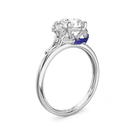 Gnoce Mermaid Embraces Moissanite Round Cut Ring_1
