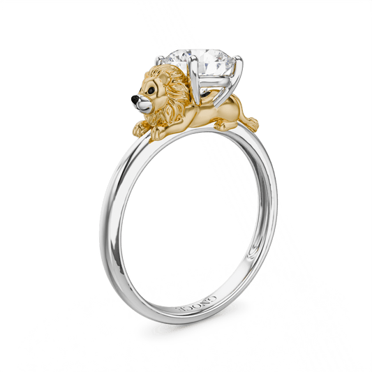 Gnoce Lion Embraces Moissanite Round Cut Ring_1