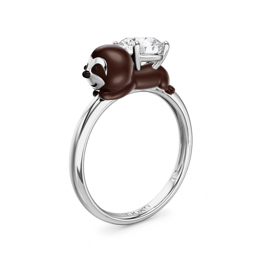 Gnoce Sloth Embraces Moissanite Round Cut Ring_1