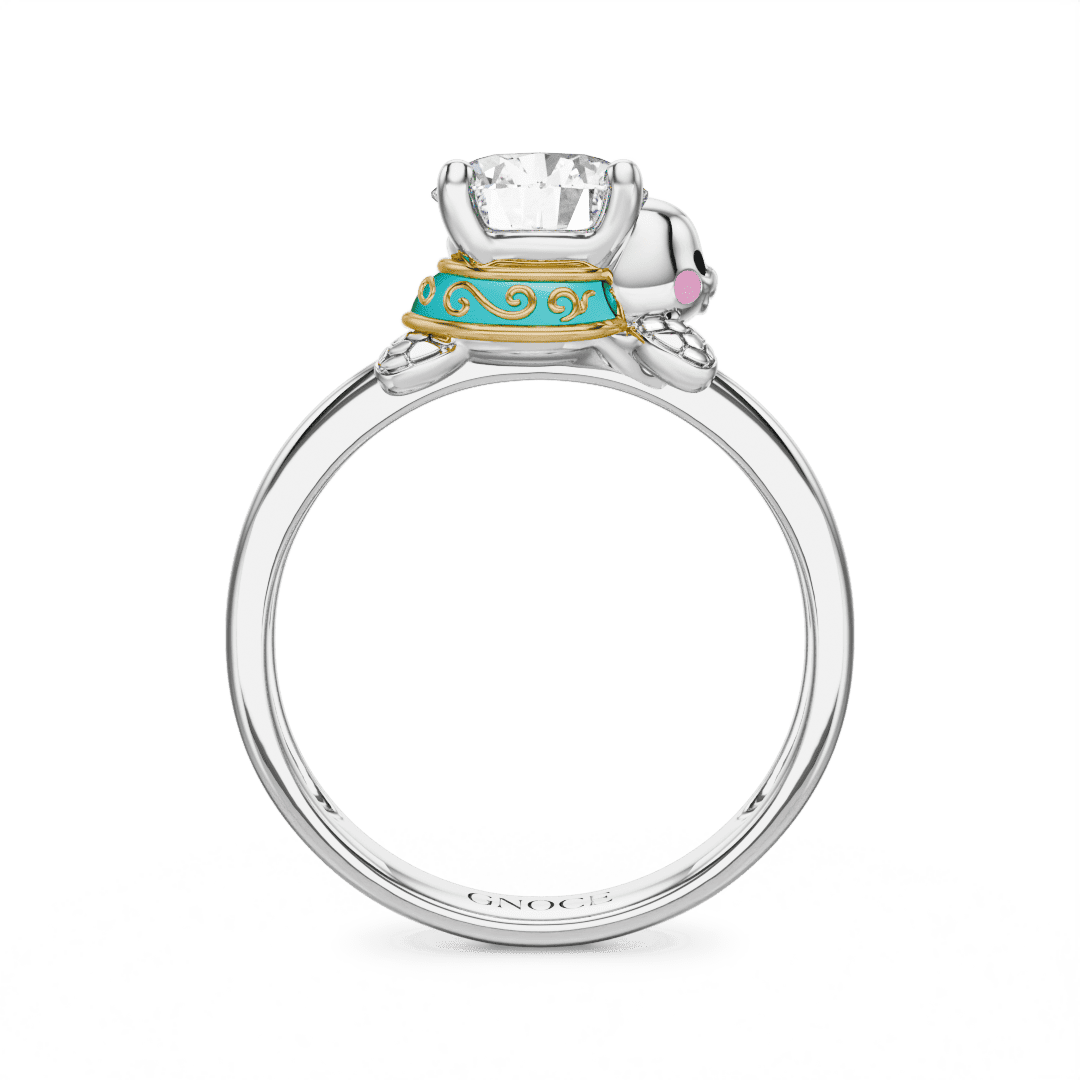Gnoce Sea Turtles Embraces Moissanite Round Cut Ring_5