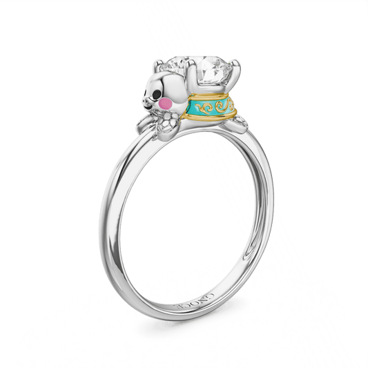 Gnoce Sea Turtles Embraces Moissanite Round Cut Ring_1