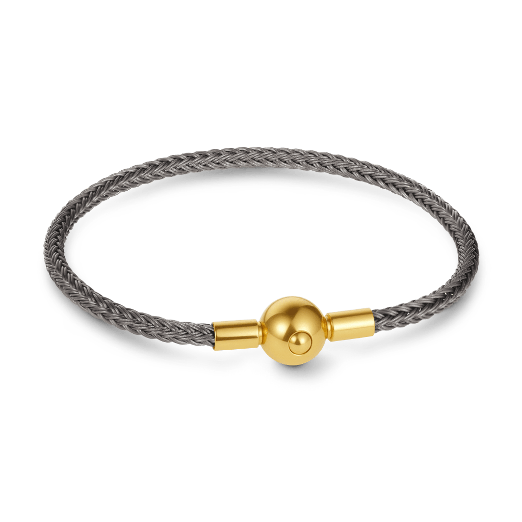 Gnoce Grey Round Snap Basic Bracelet with 2 Pieces of Stoppers_1