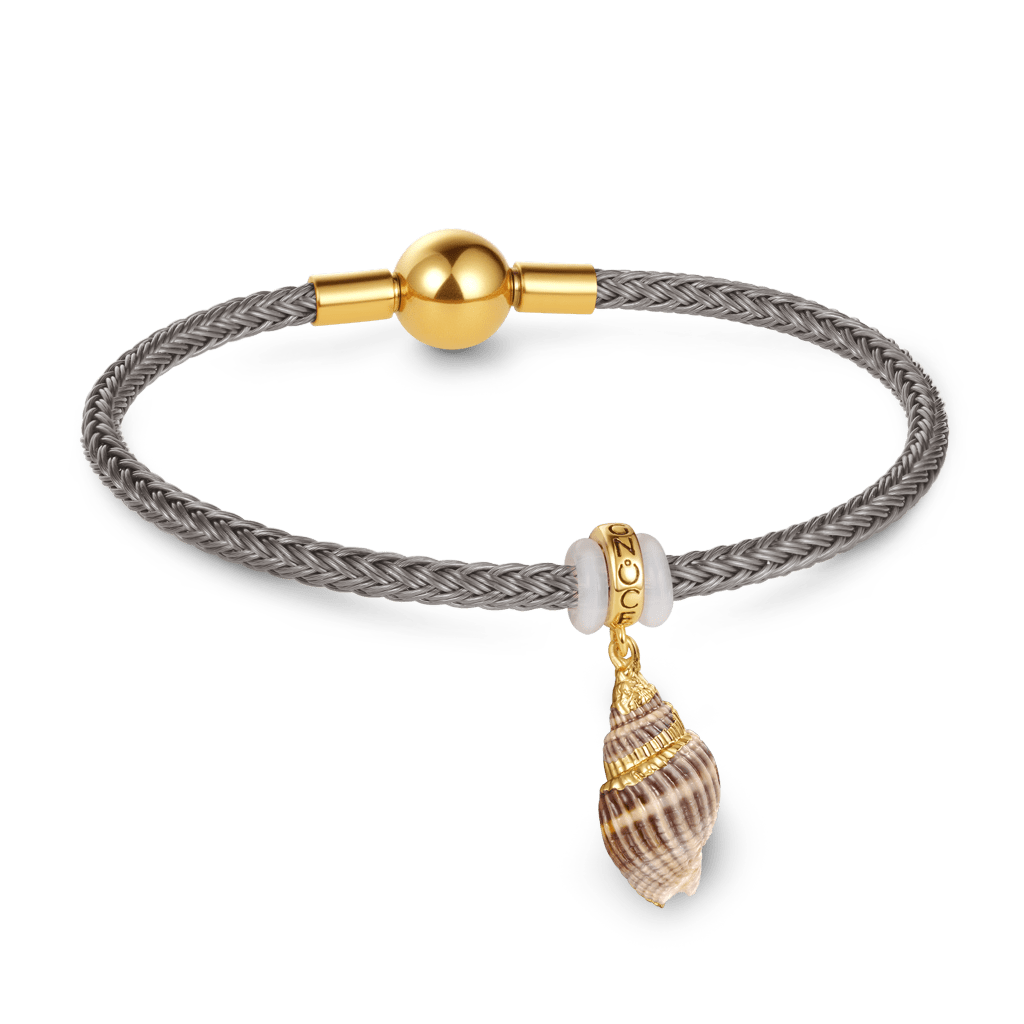 Gnoce Grey Round Snap Basic Bracelet with 2 Pieces of Stoppers_2