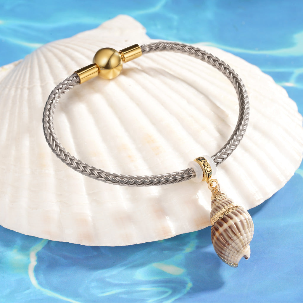 Gnoce Grey Round Snap Basic Bracelet with 2 Pieces of Stoppers_3