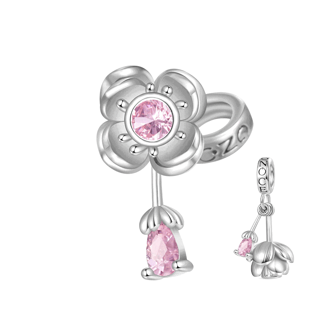 Gnoce Openable Blooming Cherry Blossom Charm Platinum-plated Silver Blend_1