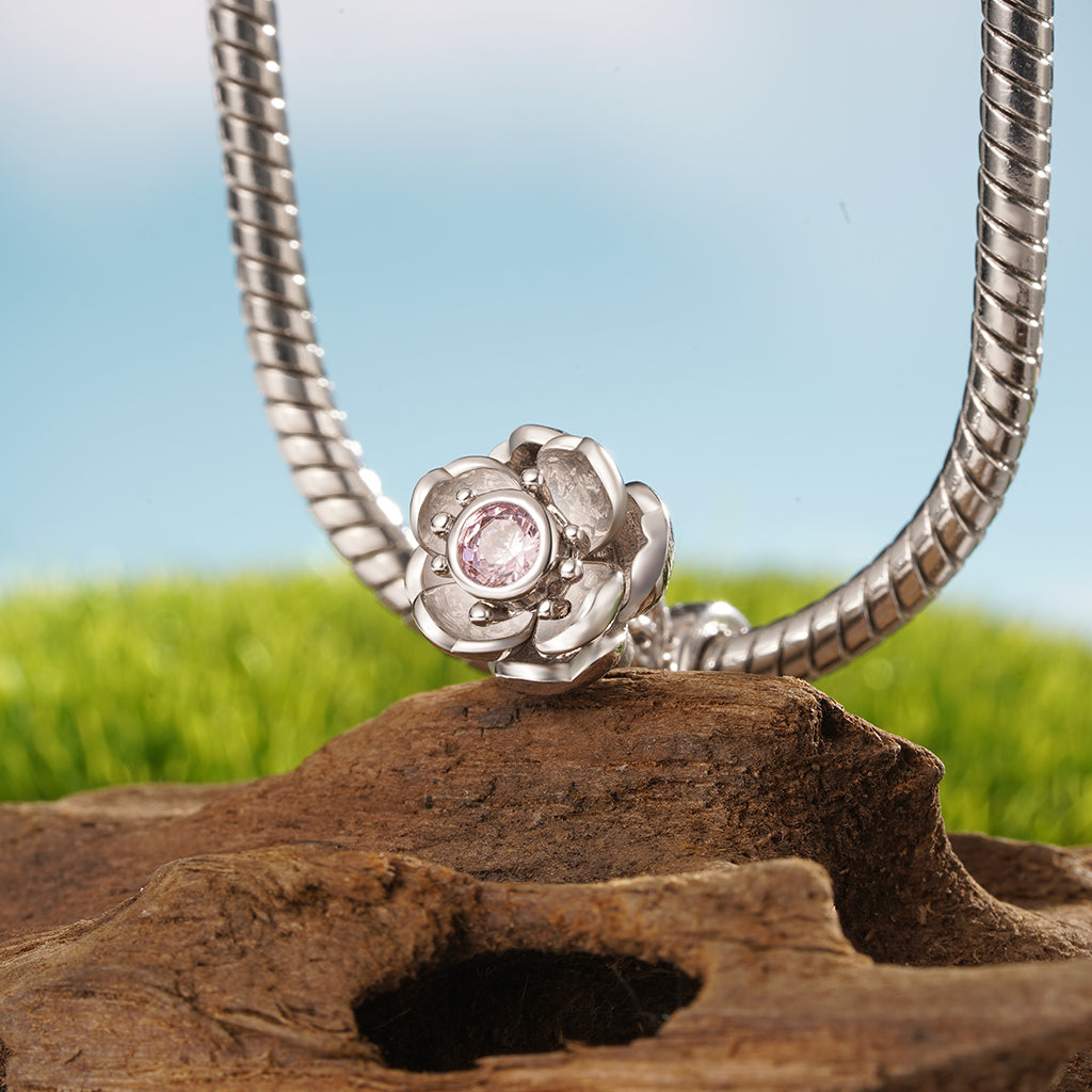 Gnoce Openable Blooming Cherry Blossom Charm Platinum-plated Silver Blend_4