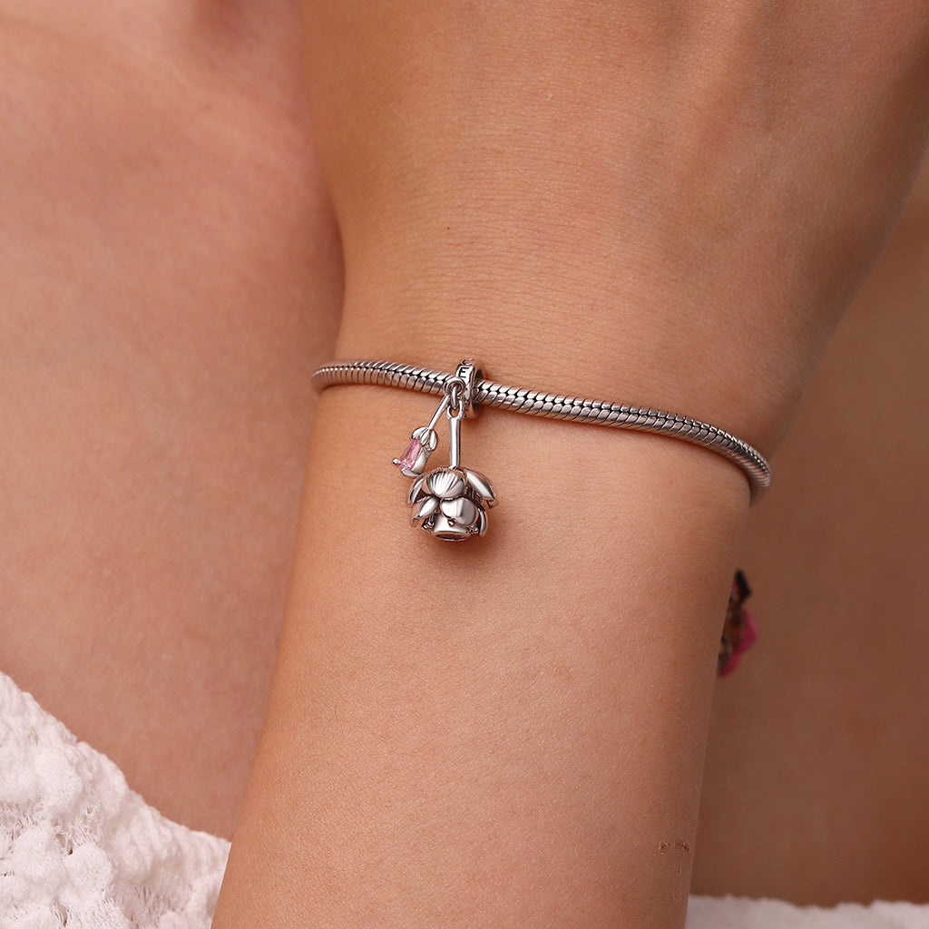 Gnoce Openable Blooming Cherry Blossom Charm Platinum-plated Silver Blend_8