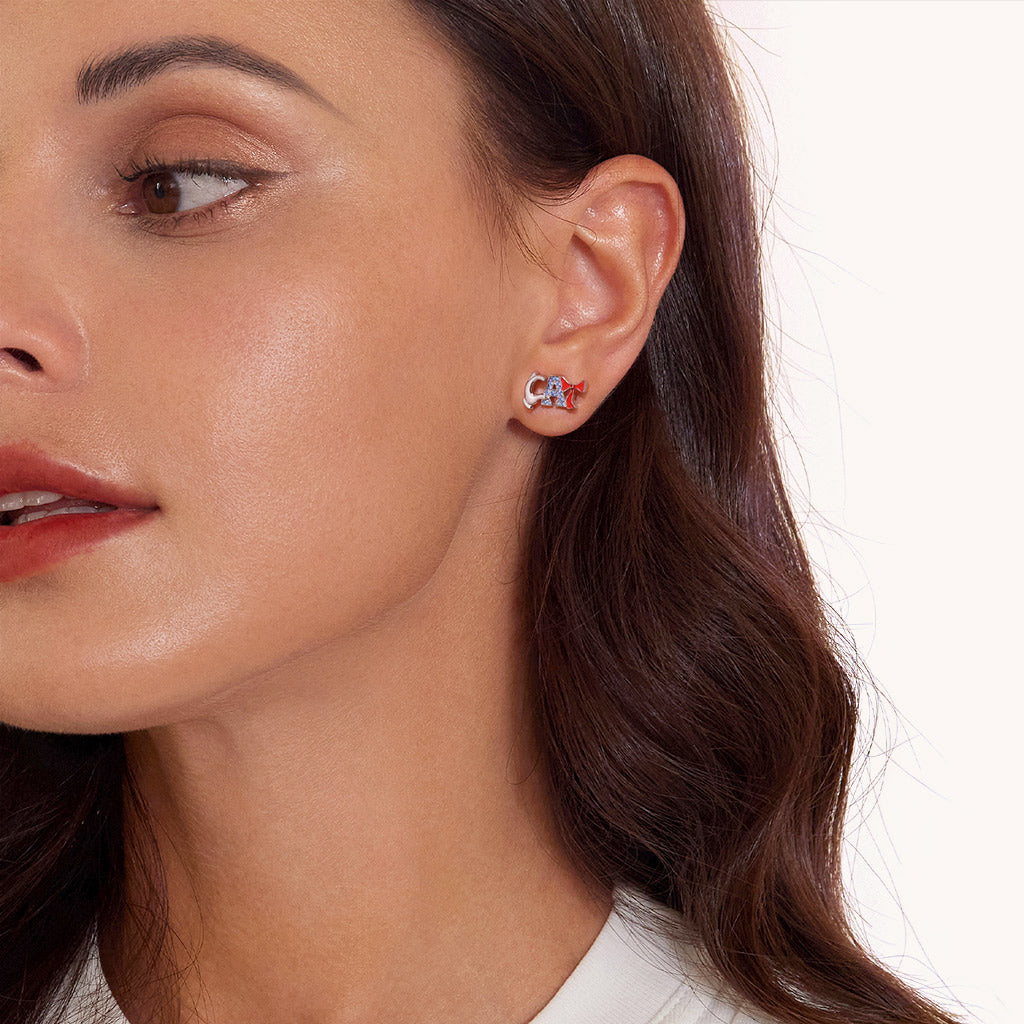 Gnoce The Cat in the Hat CAT Letter Stud Earrings_4