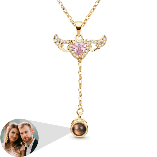 Gnoce Projection Cupid Heart Angel Wings Personalized Photo Necklace_1
