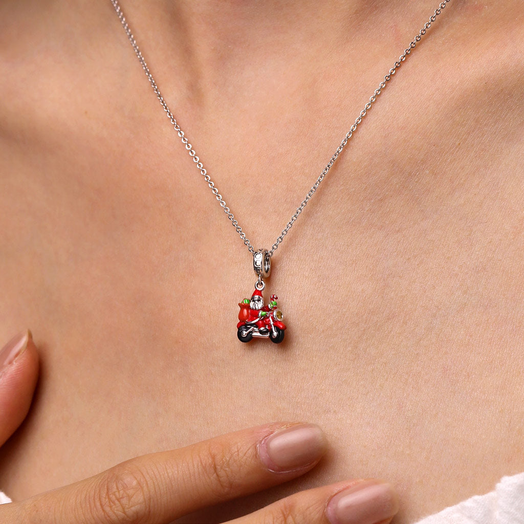 Gnoce Santa Claus Motorcycle Charm Platinum-plated Silver Blend_2