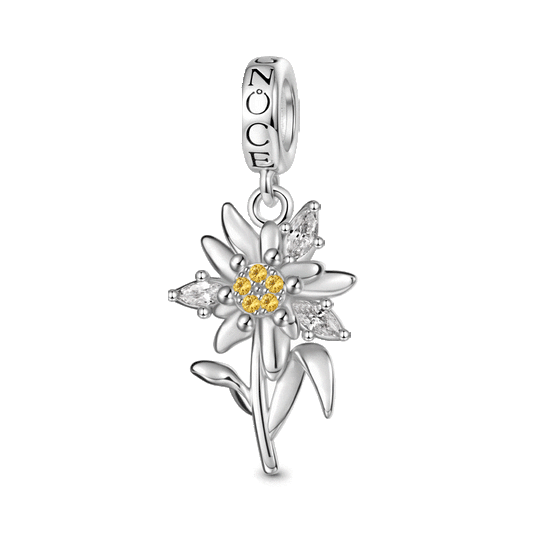 Gnoce Edelweiss Flower Beads Charm Platinum-plated Silver Blend_1