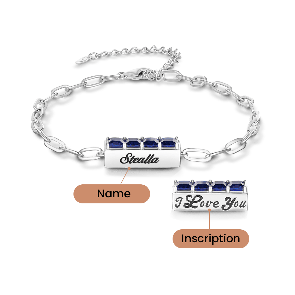 Gnoce Personalized Birthstone Engravable Name Bracelet_3