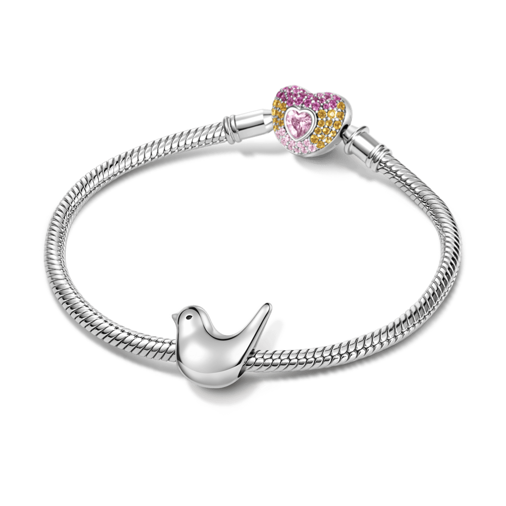 Gnoce Minimalist Bird Charm Platinum-plated Silver Blend_3