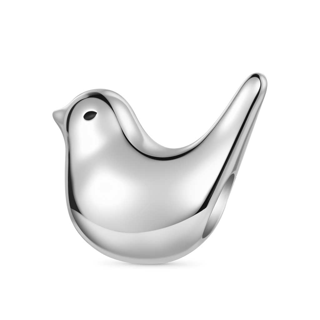 Gnoce Minimalist Bird Charm Platinum-plated Silver Blend_1