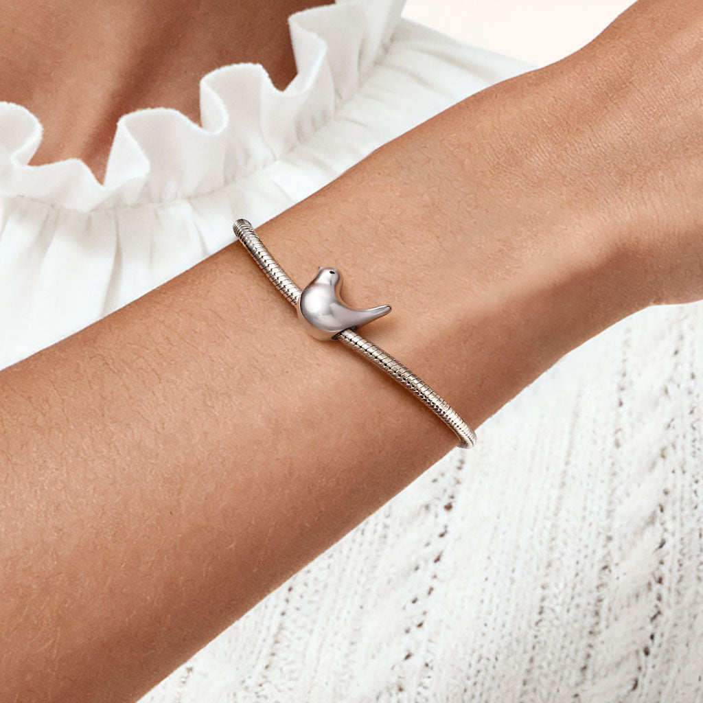 Gnoce Minimalist Bird Charm Platinum-plated Silver Blend_2