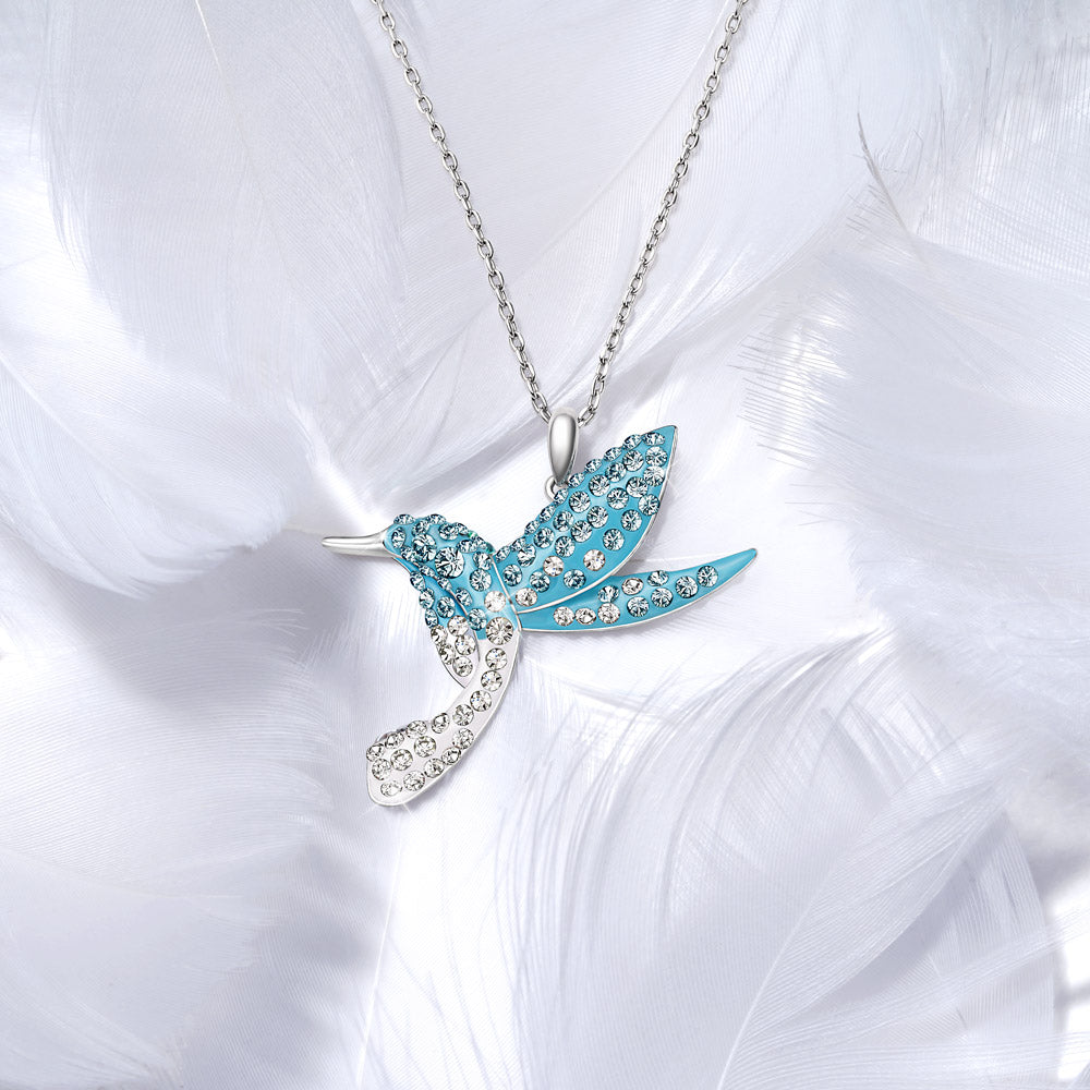Gnoce Sparkling Hummingbird Pavé Pendant Necklace_5