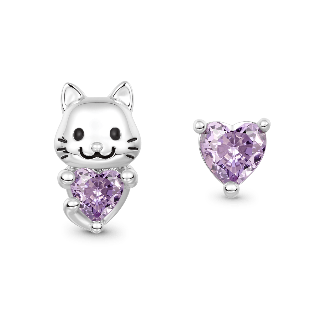 Gnoce Pet Cat Embrace Love Stud Earrings Platinum-plated Silver Blend_1