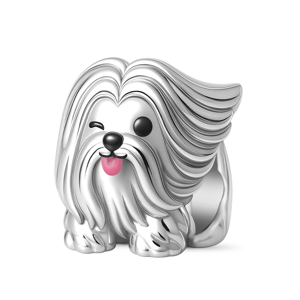 Gnoce Naughty Lhasa Apso Dog Charm Platinum-plated Silver Blend_1