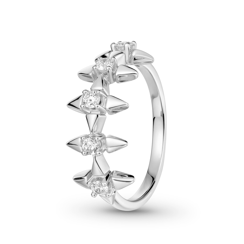 Gnoce Pave Diamond Spear Ring Platinum-plated Silver Blend_4