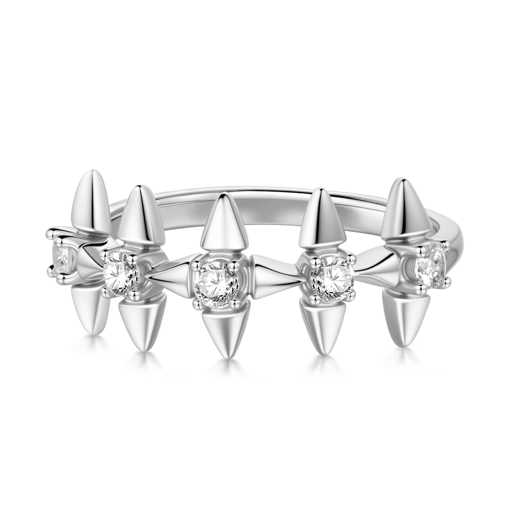 Gnoce Pave Diamond Spear Ring Platinum-plated Silver Blend_1