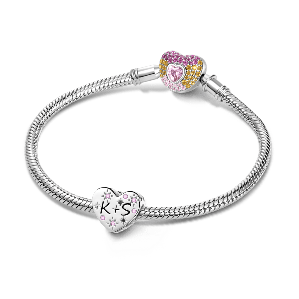 Gnoce Hollow Heart Engravable Charm Platinum-plated Silver Blend_4