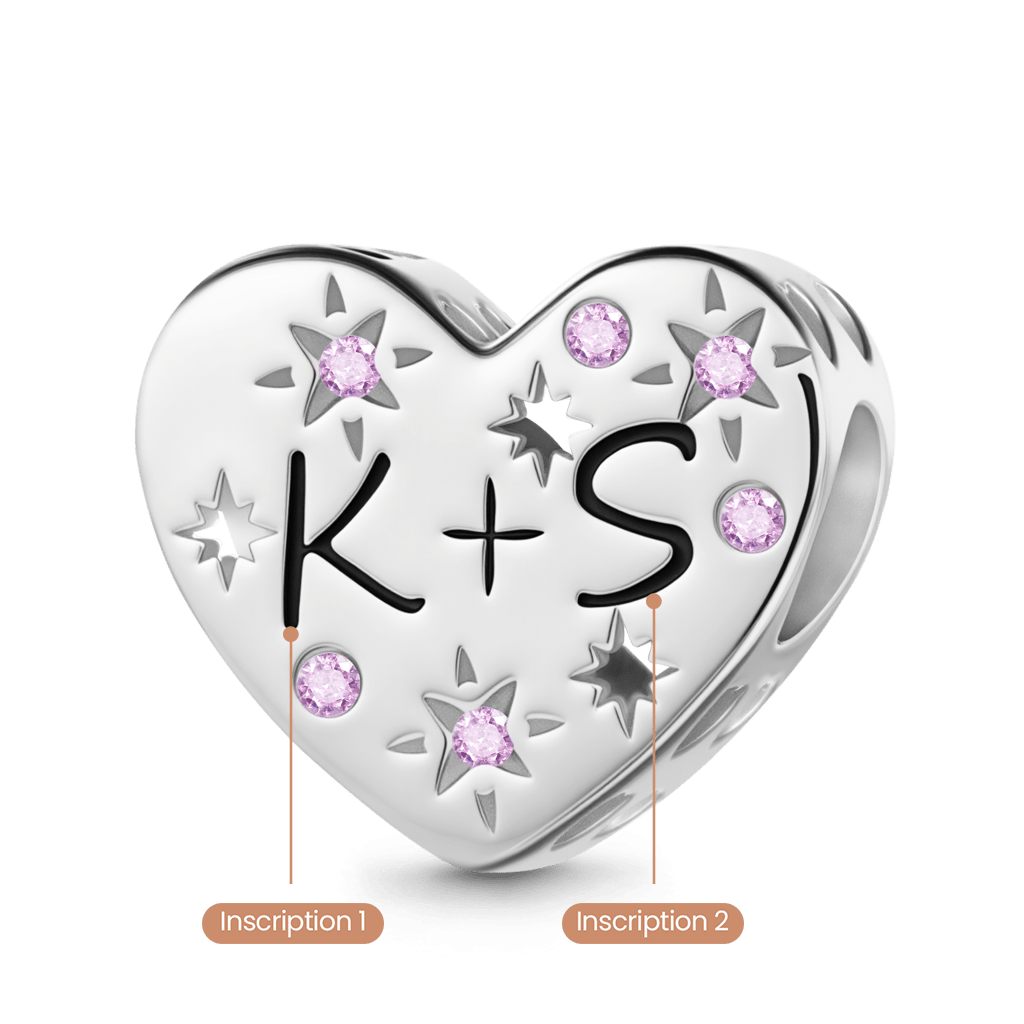 Gnoce Hollow Heart Engravable Charm Platinum-plated Silver Blend_2