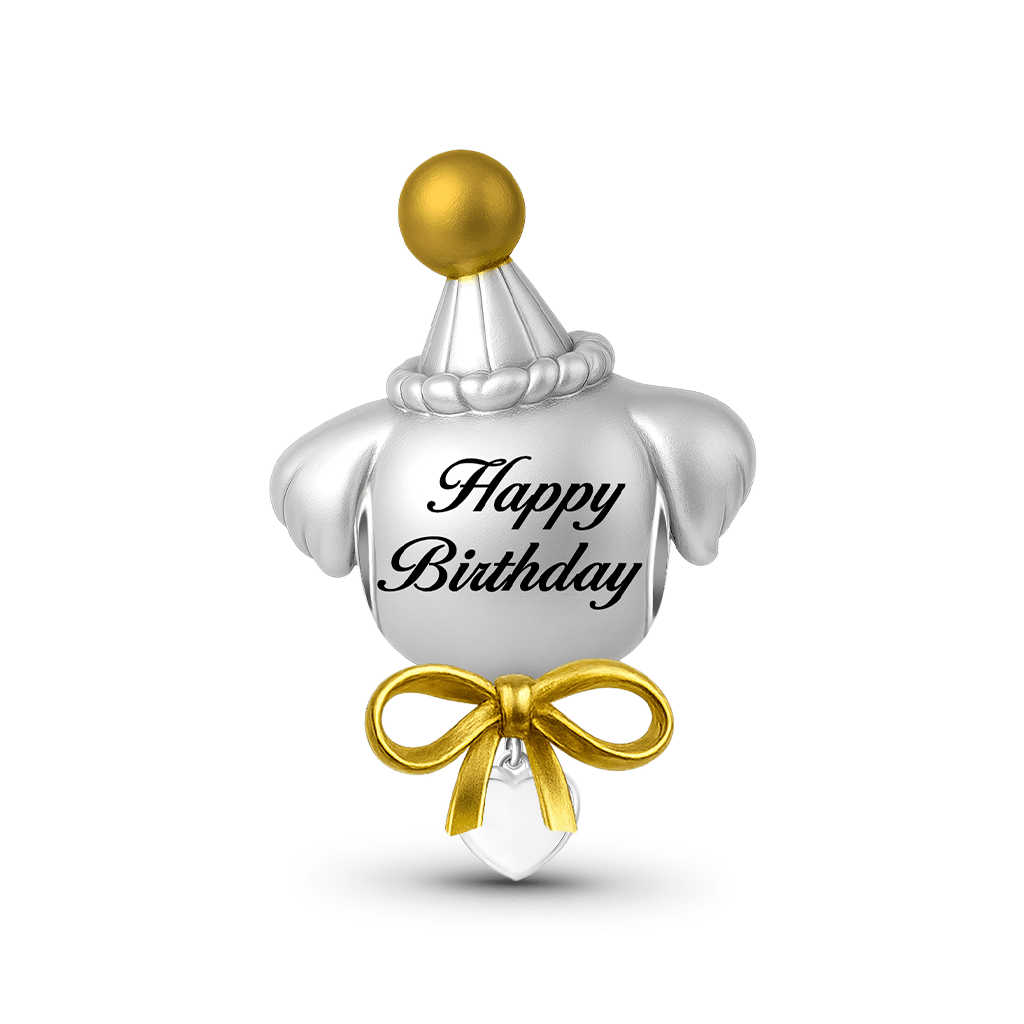 Gnoce Engravable Puppy Birthday Charm Platinum-plated Silver Blend_5