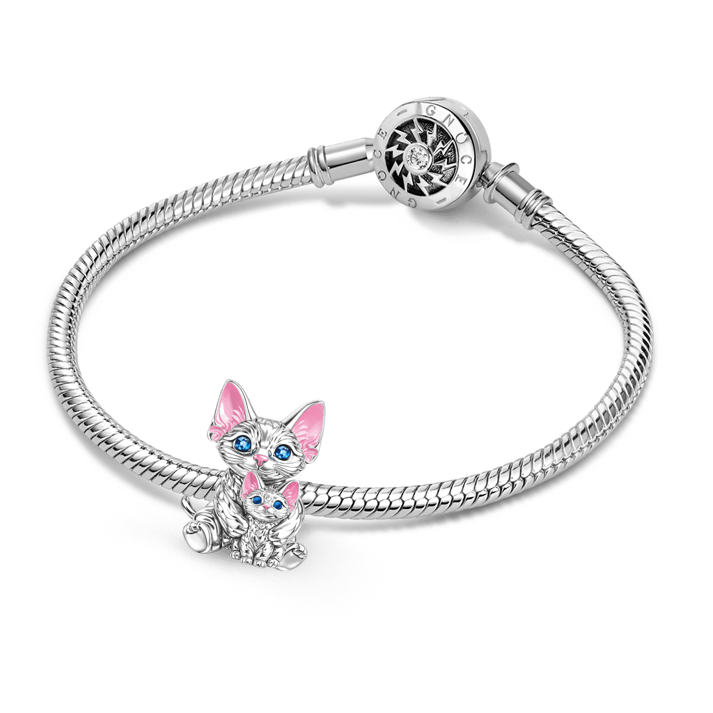Gnoce Devon Cat Embraces Baby Charm Platinum-plated Silver Blend_3
