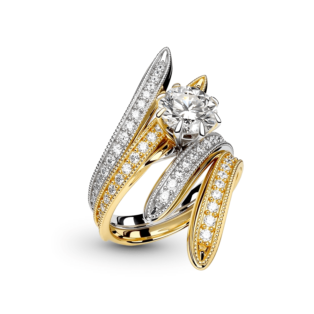 Gnoce Two-Tone Intertwined Round-Cut Moissanite Ring_1