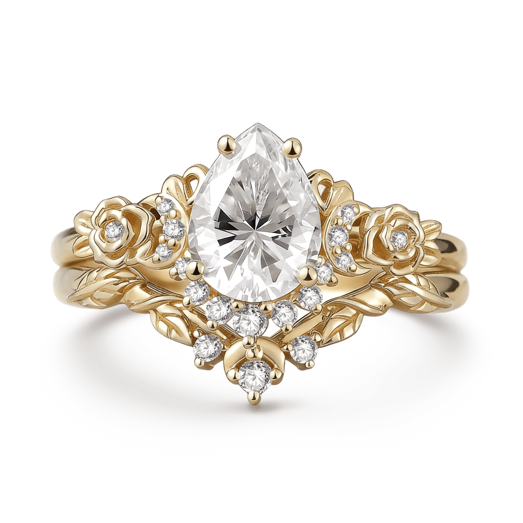 Gnoce Moon & Flower Inspired Engagement Ring Set_1