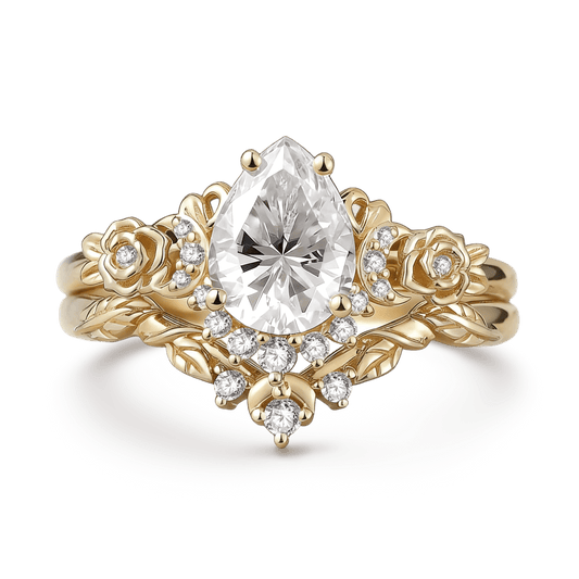 Gnoce Moon & Flower Inspired Engagement Ring Set_1