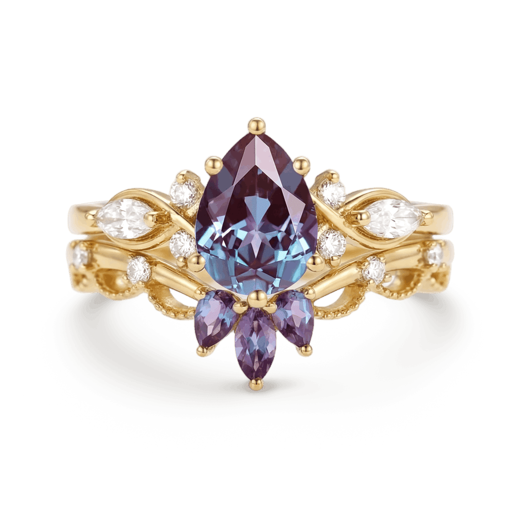Gnoce Morning Glory Inspired Engagement Ring Set_1
