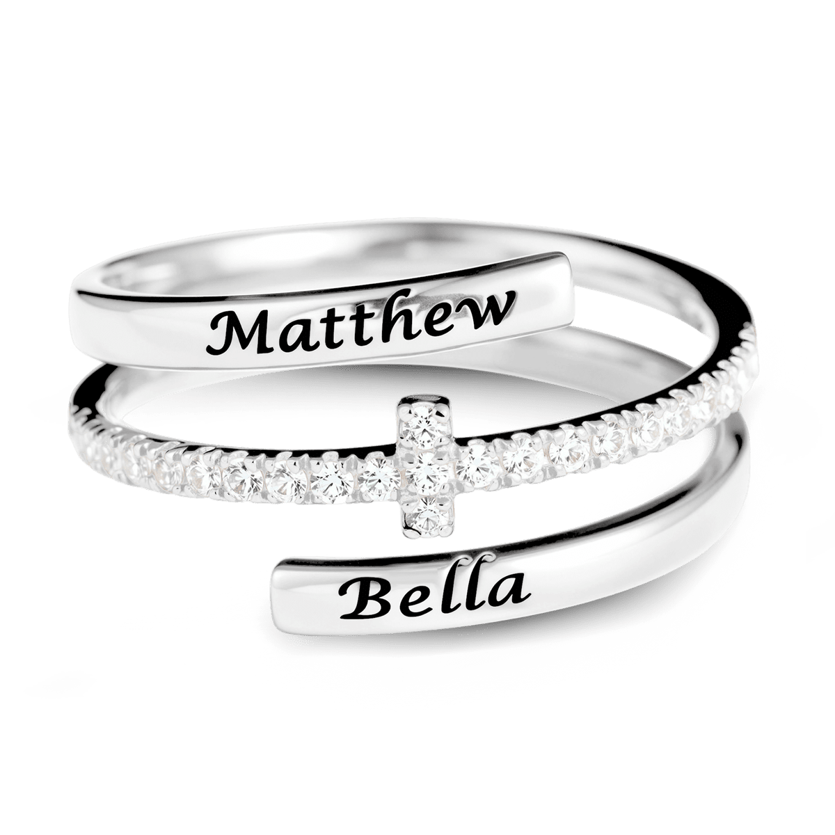 Gnoce Engraving Names Cross Ring Personalized Birthstone Gold Jewelry_4