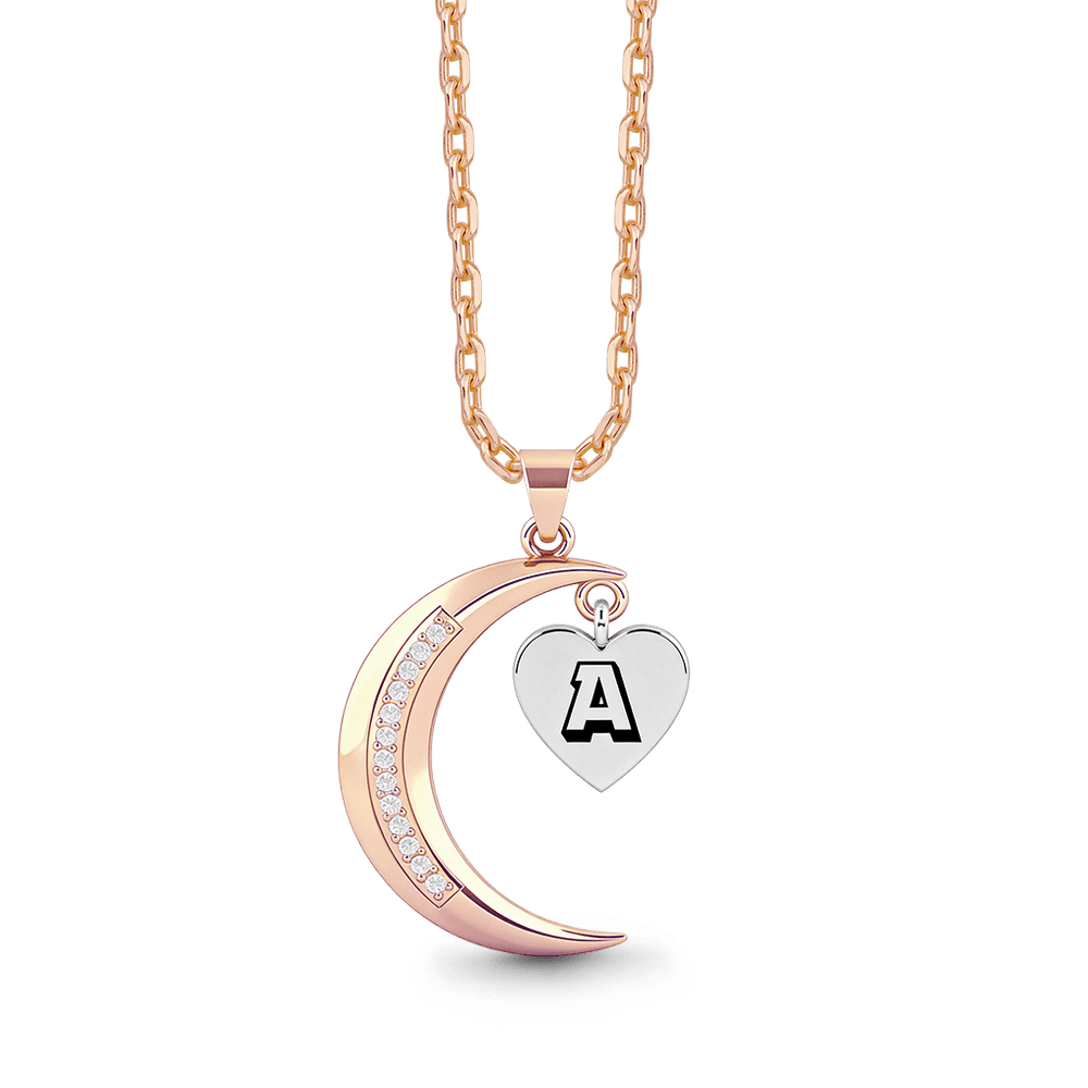 Gnoce Custom Birthstone Moon Necklace with Heart Letter Pendant_4